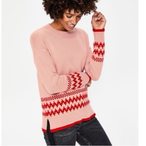 Boden Theodora Pink Milkshake Fair Isle Alpaca Wool Sweater Size Small - Picture 1 of 16